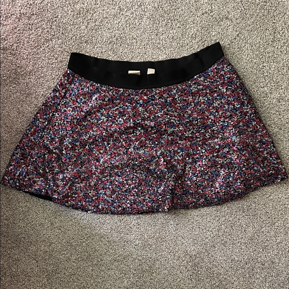 GAP Floral Skater Skirt in Pink, Red, Blue with Black Waistband